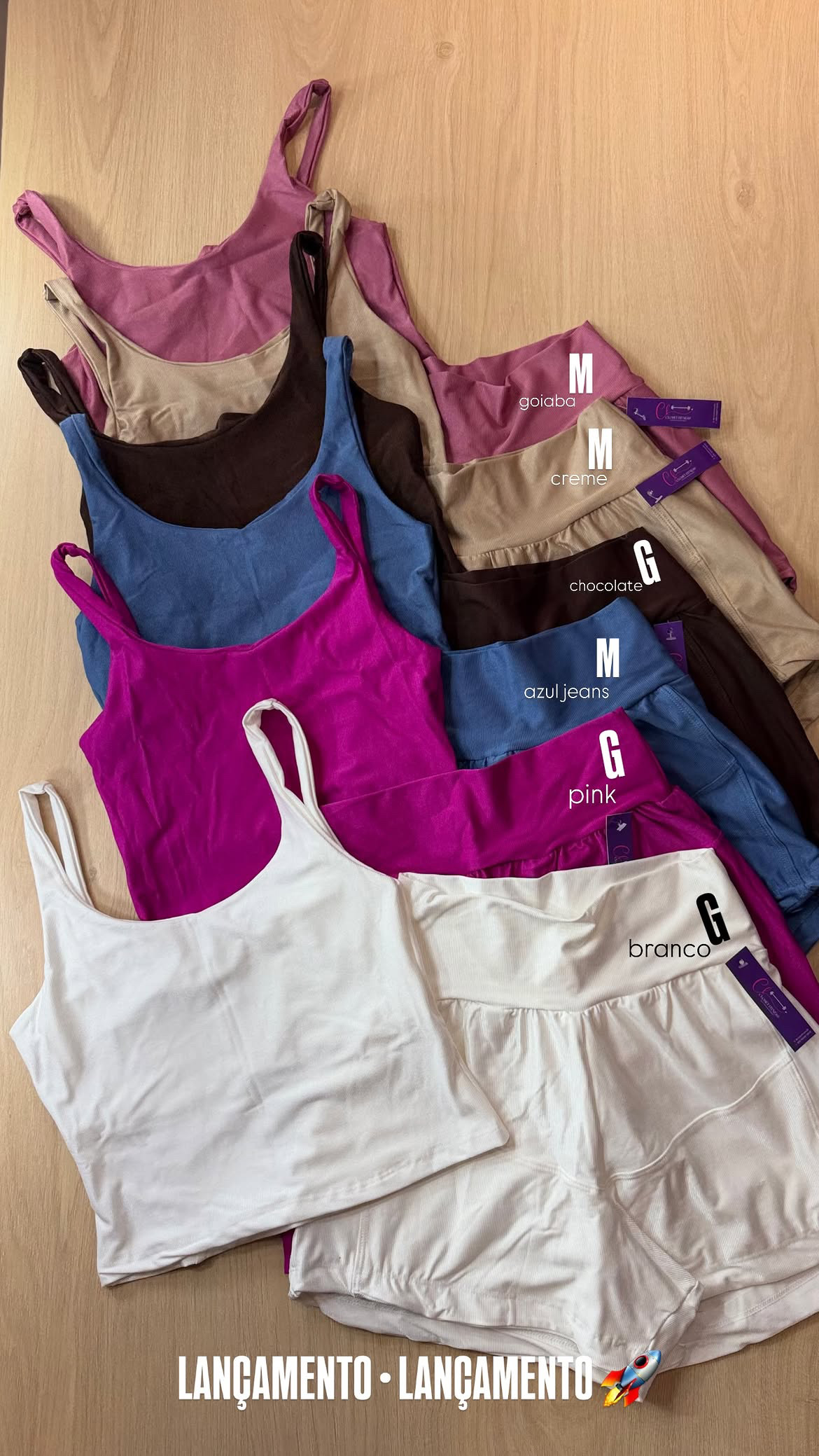 Conjunto short duplo micro-canelado premium 