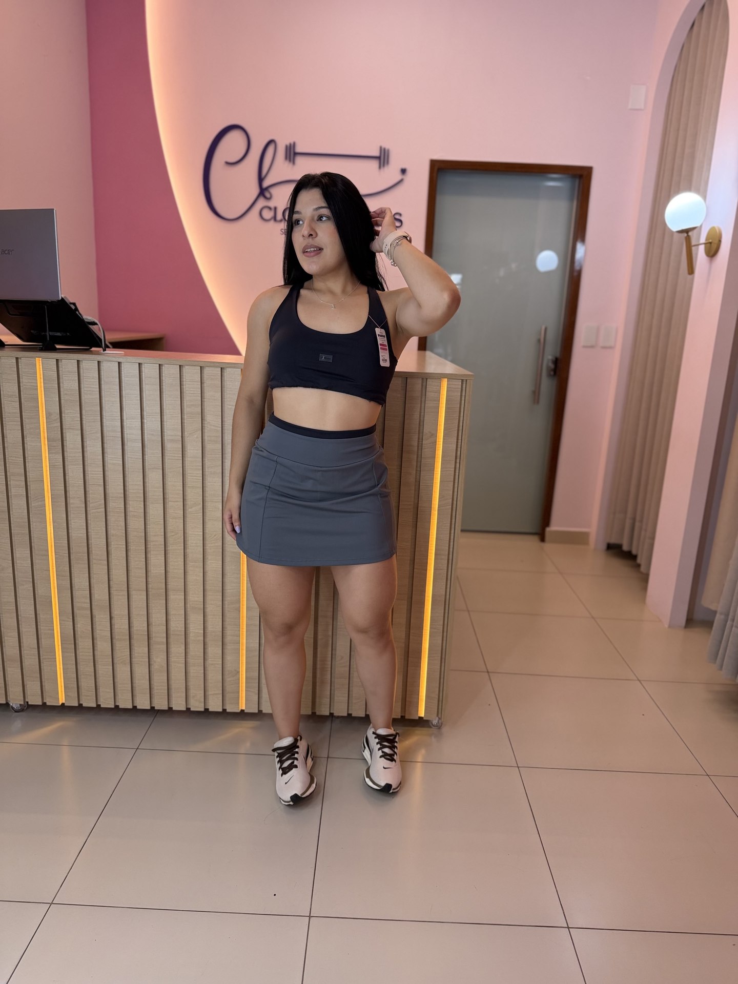 Conjunto short saia poliamida c/ bolso