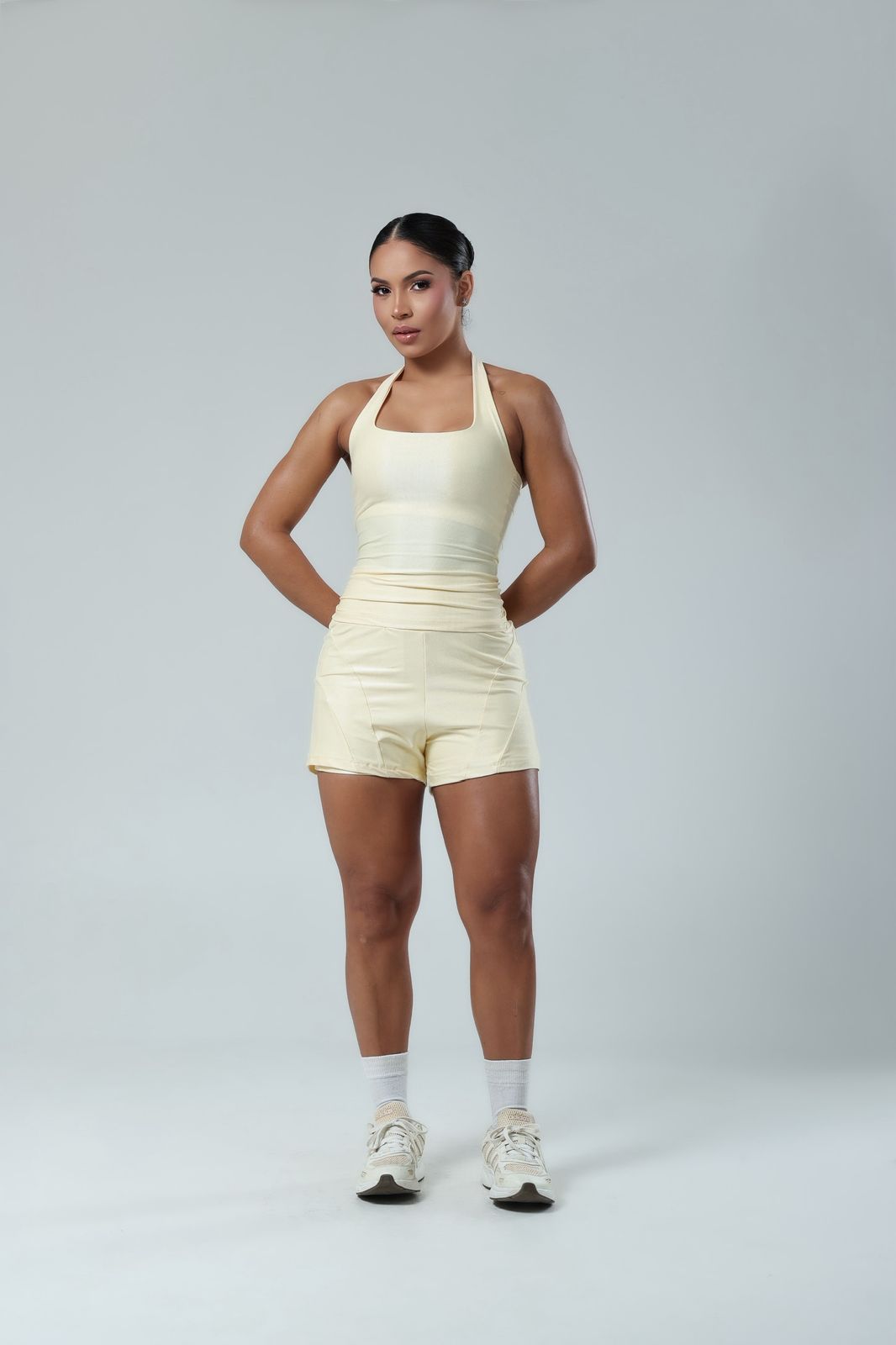 Conjunto short duplo micro-canelado premium 